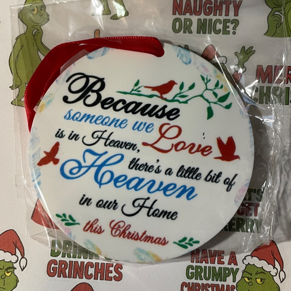 Festive Christmas Ornament with Red Ribbon